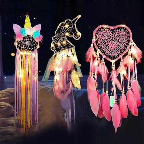 INS Nordic Unicorn Decoration Hanging Dream Catchers Birthday Party Girls Bedroom Decor Hairband Unicorn Dreamcatcher Kids Gift