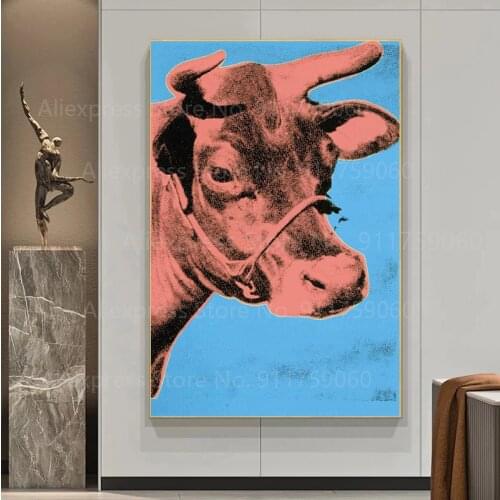 Andy Warhol Reproduction (Cow) Canvas Painting Posters and Prints Animal Wall Art Pictures on Canvas for Living Room Decoration