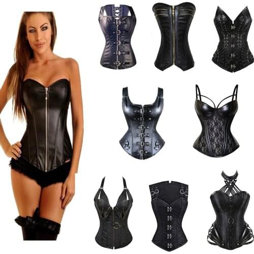 Steampunk Women Corset Gothic Body Bustier Burlesque Dress Tummy Slimming Top Shapers Steel Boned Black Sexy Plus Size S M -6XL