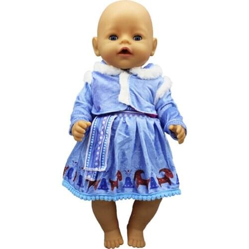Blue Warm Clothes Suit Fit For born baby 43cm Doll Clothes Doll Accessories For 17inch Baby Doll