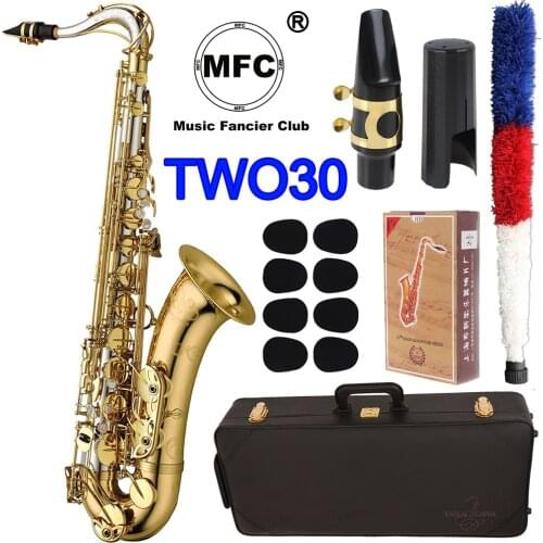 MFC Tenor Saxophone T-WO30 Silvering Gold Lacquer Keys Sax Tenor Mouthpiece Reeds Neck Musical Instrument Accessories