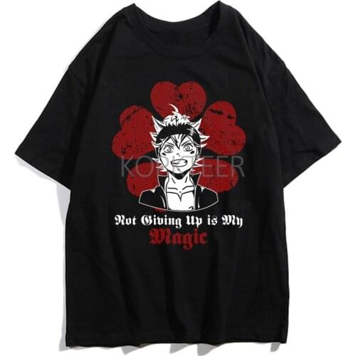 Black Clover Asta Yuno Noell Silva Men T-Shirts Summer Harajuku Funny T-shirts Ullzang Japan 90s Anime Hip Hop Male T-shirts