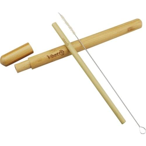 Natural bamboo drinking straw travelling set sisal hemp straws cleaning brush with organic bamboo straw tube carrying case