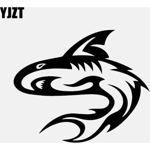 YJZT 14.8CM*12.3CM Tribal Shark Great White Car Sticker Car Window Vinyl Decal Black/Silver C24-0569
