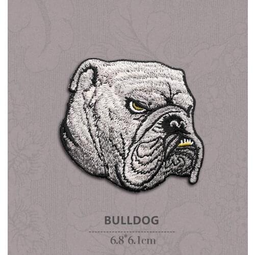 1 Piece Bulldog Patches For Clothing Sticker Paste For Clothes Bag Pants Dog Embroidered Cute Iron On Patch