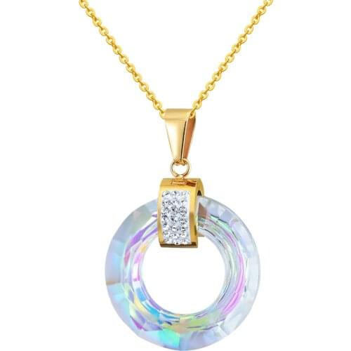 New Design Hot Multiple Sections Flicker Round Glass Pendant Necklace Woman Best Gift Jewelry Wholesale Love Necklace For Women