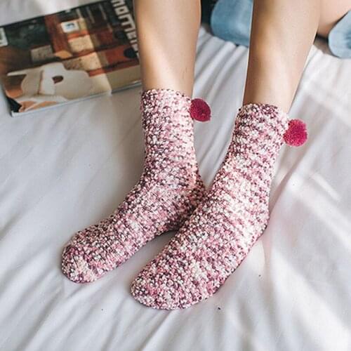 Fall / Winter Warm Socks Coral Fleece Sweet Colorful Female Casual Socks Home Socks Cake Sleep Socks JL