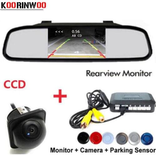 Koorinwoo Dual Core CPU Car Parking Sensors Alarm Buzzer Rear mirror Radar Car Rear view camera Car detector Parktronic Monitor