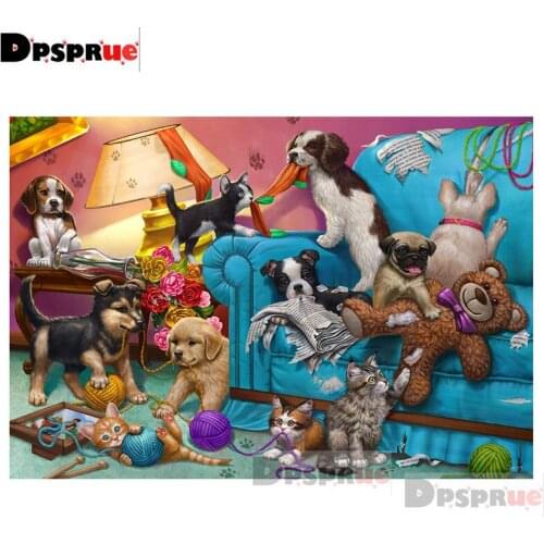 Dpsprue Full Square/Round Diamond Painting Cross Stitch Animal Dog Cute Diamond 3D Embroidery DIY 5D Moasic Gift DP112