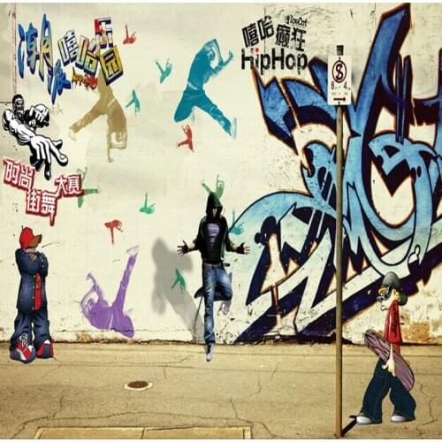 Custom mural Street graffiti painting hip hop performance bar KTV mural custom mural stereo high quality wallpaper