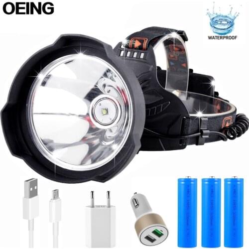 Professional USB Rechargeable Headlamp Super Bright LED Hardhat Light with Adjustable Head Lamp for Camping, Outdoors
