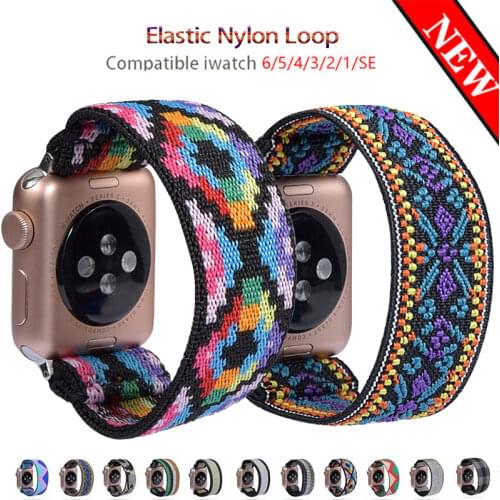 Elastic Nylon Loop Band for Apple Watch 6SE Strap 42/44mm 38/40mm for Iwatch 5/4/3 2 Man Women Watch Band for Apple 6 5 4 3 Band