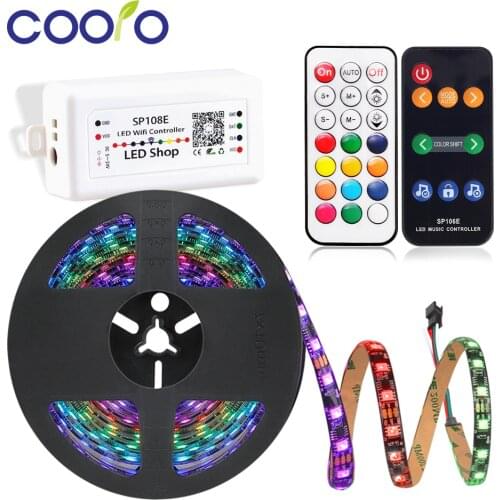 12V LED Strip Dream Color Set WS2811 Addressable RGB Changeable LED Strip,Power Adapter, Wifi/21key/Music/Bluetooth Controller