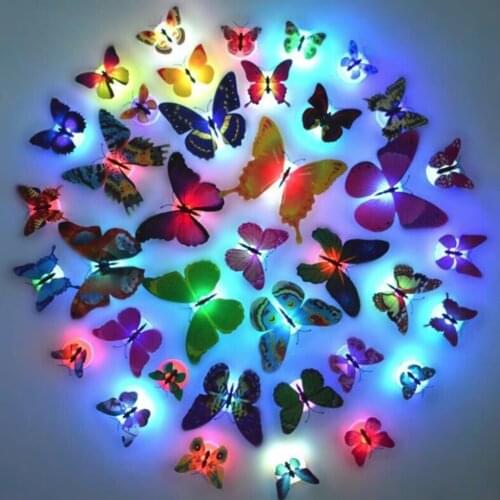 LED 3D Butterfly Wall Lights LED Butterfly Night Lights Bedroom Decor Christmas Ornament Home Room Decoration Dropshipping