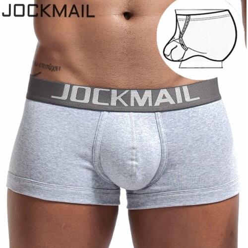 JOCKMAIL men Underwear Men boxers Sexy cotton Cuecas Boxers U convex pouch ring Gay Underwear Man male boy underpants slip