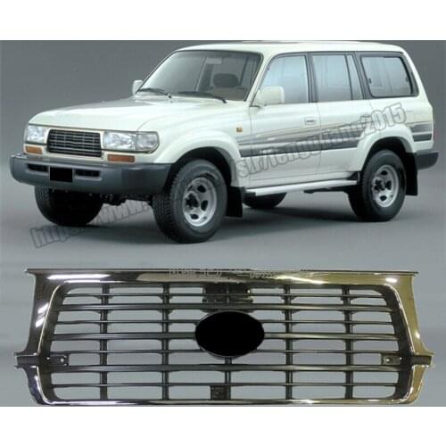 Silver Gloden Car Front Grille Replace Modified For Toyota Land Cruiser LC80 1992-1997