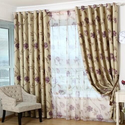 High Shading Beautiful Printed Floral Blackout Curtains for Living Room Bedroom Kitchen Window Treatments