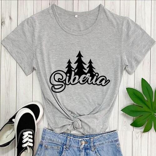 Siberia Graphic Printed 100%Cotton Womens T Shirt Summer Casual Funny O-Neck Pullover Short Sleeve Tops Siberia City Lover Gift