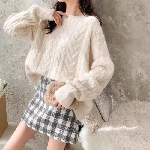 Sweater ladies loose outer wear 2021 new spring and autumn fashion casual pullover sweater Korean all-match top