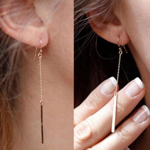 Woman Earrings Jewelry Fashion Personality Gold New Simple Popular Earrings Long Paragraph Word Chain Earrings