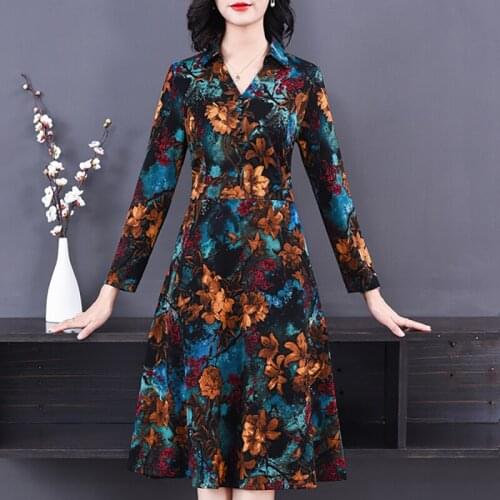 2021 Floral Knitting Cotton Elegant Midi Dress Women Casual Bodycon Chinese Vestidos Autumn Winter Korean Fashion Warm Dresses