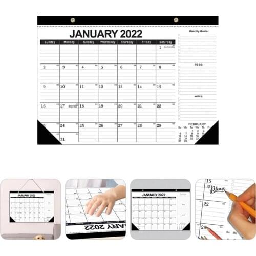 1Pc 2022 Wall Calendar Notepad Hanging Calendar English Edition Office Calendar(White)