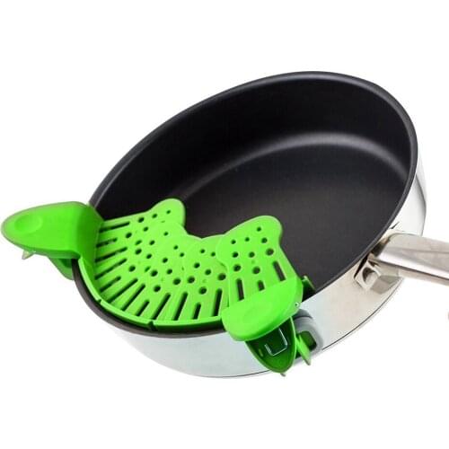 1PC Silicone Folding Drain Water Food Grade Noodle Filter Folding Strainer Pot Side Drainer Kitchen Tools