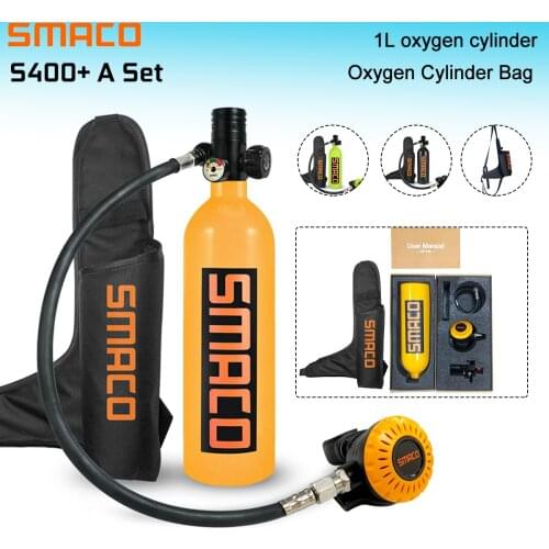 1L SMACO S400 Plus Mini Scuba Diving Tank Snorkel Equipment Leisure Outdoor Swimming Spare Oxygen Portable Large Capacity