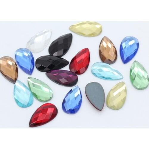20p 20x30mm Teardrop Color Big Glass stone Foiled Flatback Non-Hotfix faceted crystal rhinestones Scrapbook jewelry making Beads