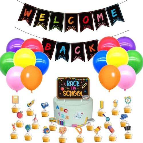 36PCS / LOT Homecoming Decorative Set Balloon Flag Cake Flag Decorations for Festive Parties