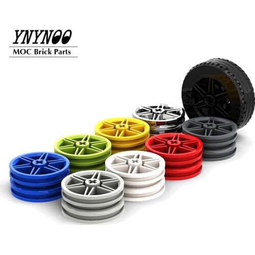4Pcs/lot High-Tech Wheels and Tyres 30699 Tyre 43 x 14 & 56904 Wheel 30 x 14 MOC Building Blocks Bricks Cars Model Parts Toys