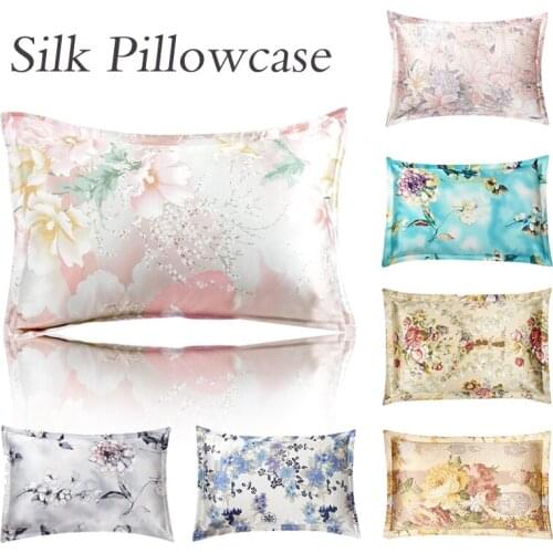48x74cm Mulberry Silk Pillowcase Beautiful Scenery Chinese Ink Pattern Pillow Case Floral Printed Luxury Silk Pillow Cover