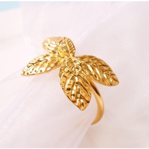 6pcs Alloy simple leaf napkin ring cloth ring hotel restaurant decoration napkin buckle napkin ring