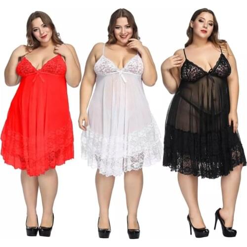 7XL Plus Size Lingerie Porno Lace See Though Womens Clothing Ropa Sexy Para Dress Sleepwear Night Gown