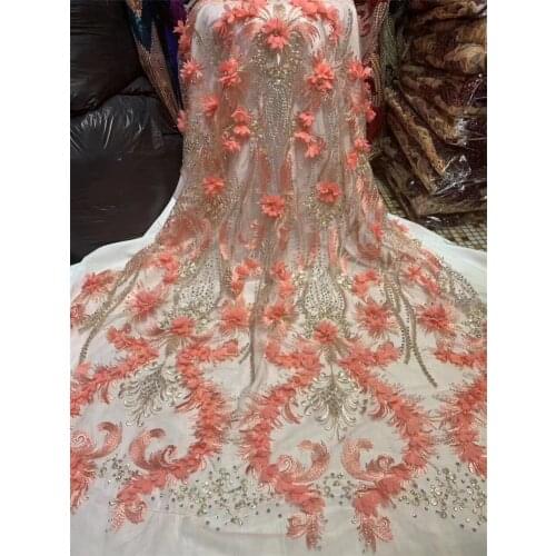 African 3D lace fabric embroidered with high quality 2020 French tulle lace fabric for Nigerian wedding H3642