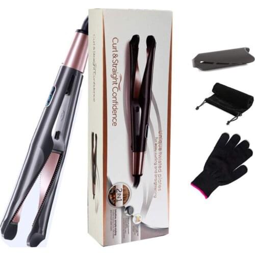 Automatic Spiral Twist Shape Curling Iron Rotate Curler Straighten Curl Electric Heating Plate Curly Hair Straight Two Uses