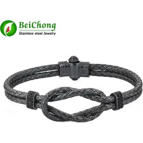 Atolyestone Bracelet Artillery bangles Gold Black Rose color made of stainless steel BC