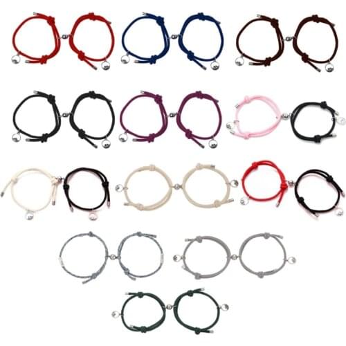 ANGELADY 2Pcs Minimalist Lovers Matching Friendship Bracelet Rope Braided Couple Magnetic Distance Bracelet Kit Lover Jewelry