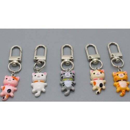 1Pcs Cute Cat Pendant Keychain Key Ring For Women Gift Fashion Simple Color Kitty Animal Bag Car Earphone Box Key Chain K91