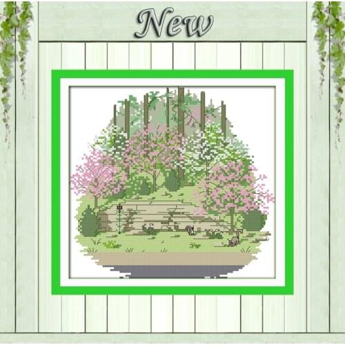 Suburban four seasons autumn scenery painting counted print on fabric DMC 14CT 11CT Cross Stitch Needlework kits Embroidery Sets