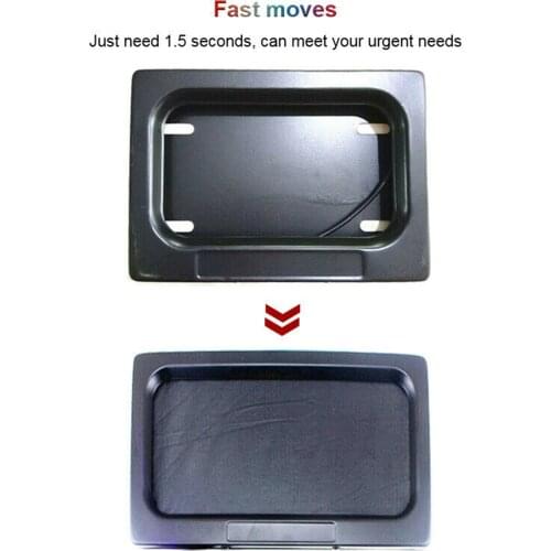 Electric License Plate Frame with Remote Control Kit Hide Away Shutter Cover Up Anti-rust Black