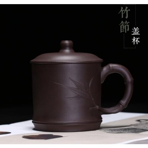 Purple sand cup gift wholesale yixing special bamboo cover cover cup as mud think authentic tea factory