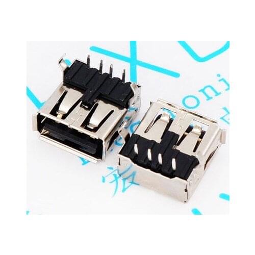 A Female USB socket looper USB-A 4P type connector female (90 degree bend feet) 10PCS/lot