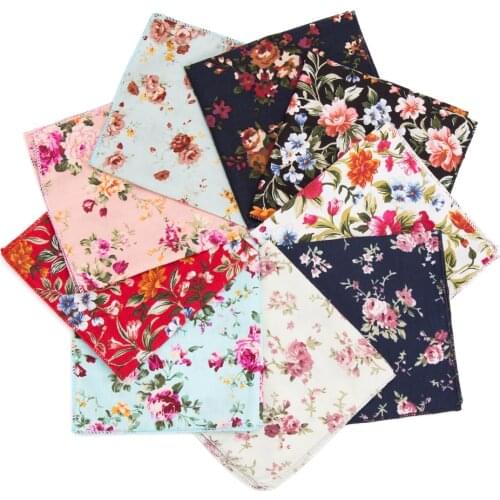 Hankerchief Cotton Floral cravat Practical Hankies Men pocket square formal wedding 22*22cm dress zakdoek