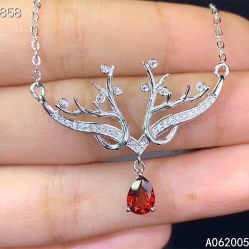 KJJEAXCMY Fine Jewelry 925 Sterling Silver inlaid Natural Garnet Female Miss Woman Pendant Necklace luxury Support test