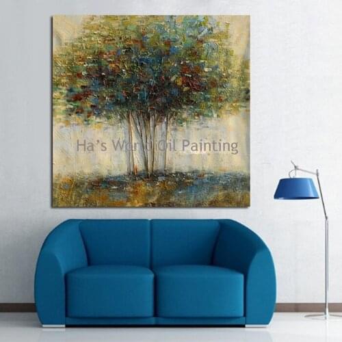 Oil Painting Big Size Canvas Painting Oil Painting Abstract Poster on Canvas Wall Art for Home Decor Green Tree Canvas Pictures