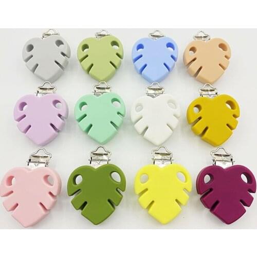 3Pcs Leaf Shaped Plastic Baby Pacifier Clips BPA-Free Silicone Infant Soother Clasps Dummy Pacifier Chain Pacifier Nipples Hold