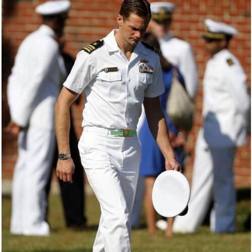Summer US navy white short sleeve uniform Shirt + Pants US Navy White crew uniform luxury cruise ship Captains Tuxedo Suits