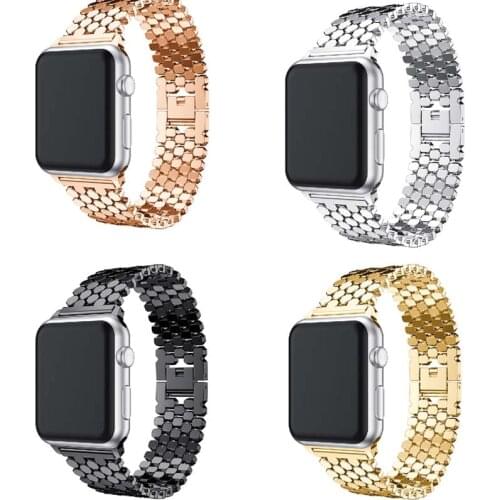 Metal Fish scale stainless steel strap for Apple Watch Band Series 6 5 4 SE 40mm 44mm Bracelet for iwatch 4 3 2 1 Wristband
