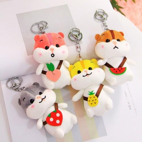 Kawaii Plush Cute Keychain Funny Hamster Stuffed Animals Filled Soft Toys Bag Decoration Pendant Girls Kids Toys Gift